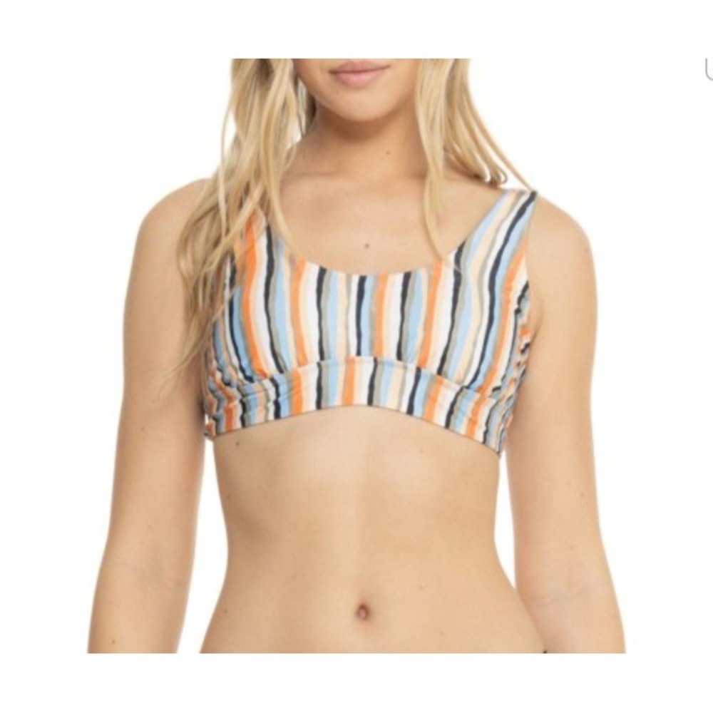 prAna Mallorca Bikini Swim Top Women's Medium Water Stripe‎ Beach Vacation NWT
